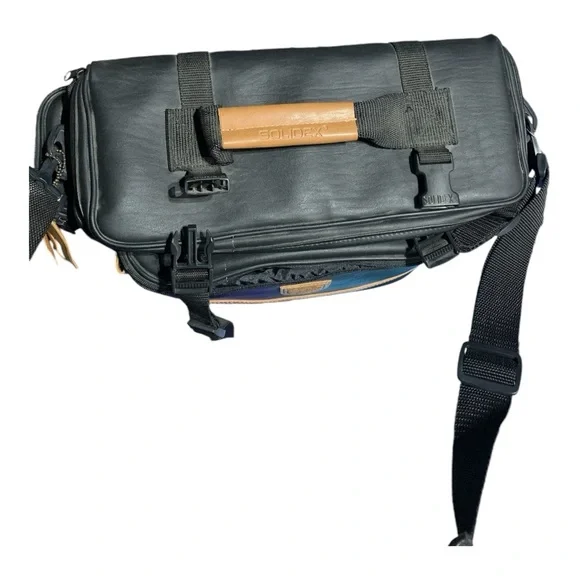 Solidex Black Leather Camera Video Equipment Bag with Gold Warranty